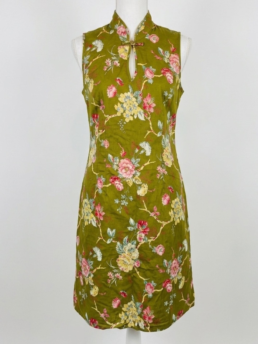 Pine Cone Hill Floral Mandarin Collar Cotton Dress Size Small Cheongsam Style